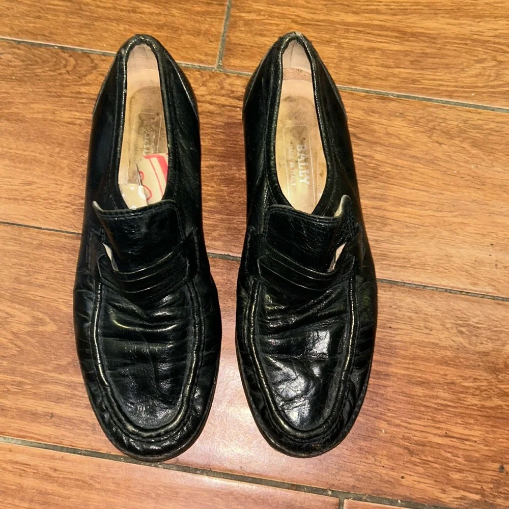 Original‎ BALLY Black Leather Formal Shoes Men's